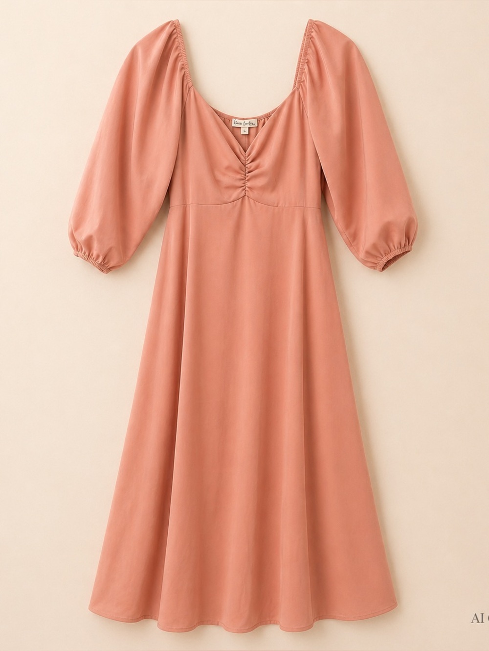 Velvet Torch Puff Sleeve Light Pink Midi Dress Size Large NWT